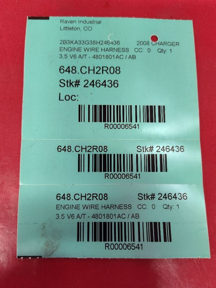 2008 Dodge Charger Magnum Chrysler 300 V6 Engine Wiring Harness 4-Spd Auto Trans