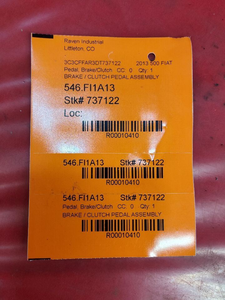 2012-2019 Fiat 500 5-Spd Manual Transmission Brake / Clutch Pedal 5171645AG