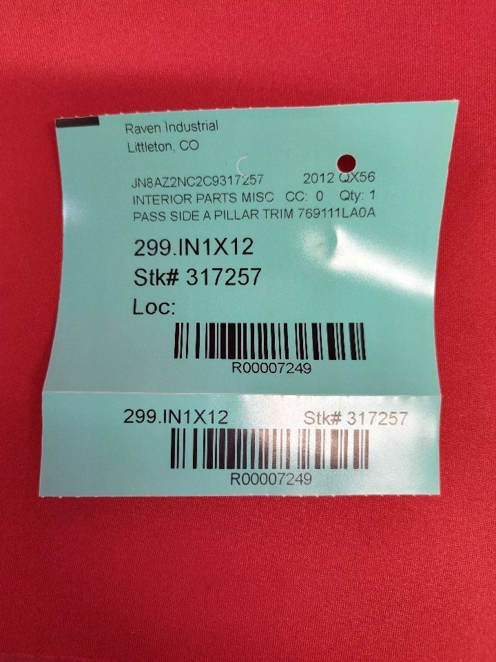 2011-2020 Infiniti / 2017-2020 Nissan FRONT RIGHT PASSENGER A Pillar Trim Cover