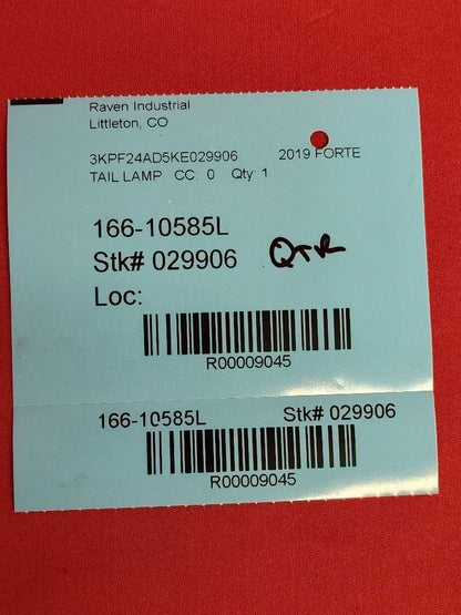 2019-2024 Kia Forte LEFT DRIVER OUTER Quarter Incandescent Tail Light Lamp