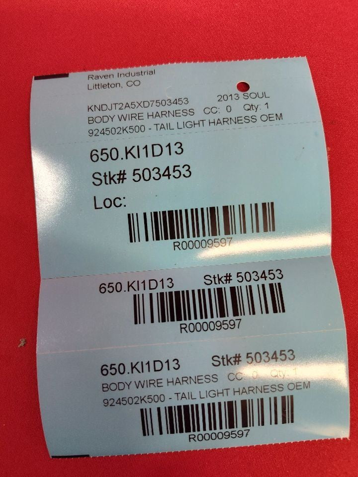 2012 2012 Kia Soul REAR Left or Right Tail Light Lamp Socket Wiring Harness