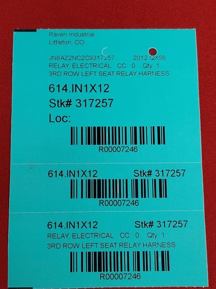 2011-2020 Infiniti 17-20 Nissan 3rd Third Row Seat LEFT DRIVER Relay Harness