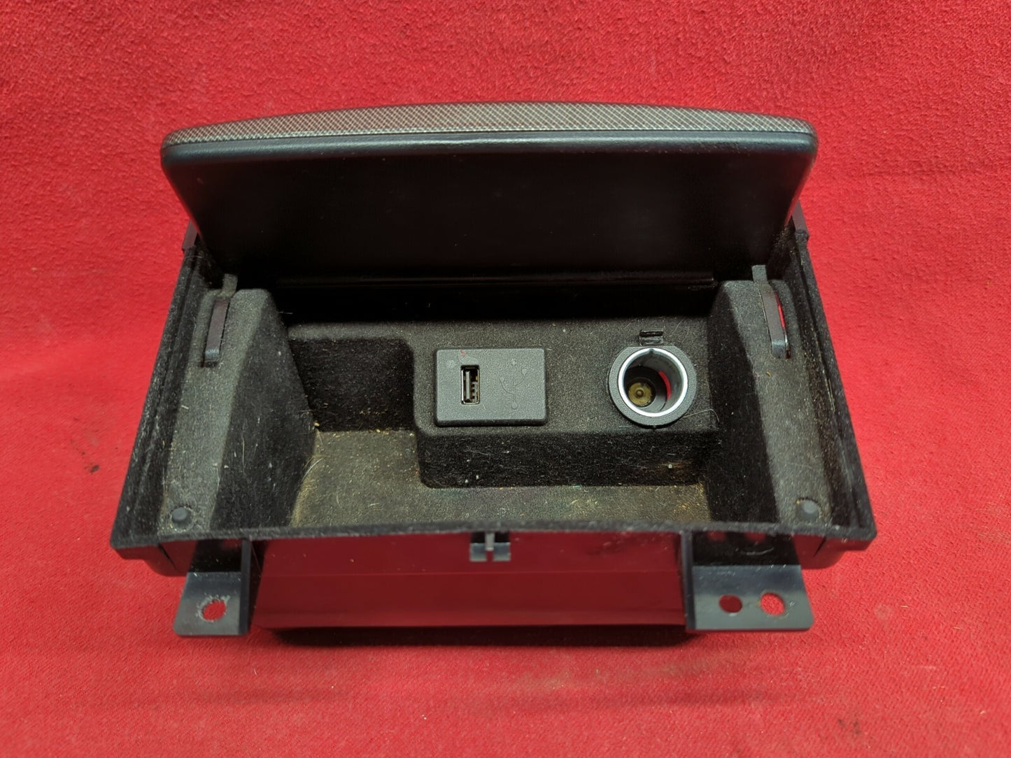 2013 Nissan Altima SL Center Console Gray Carbon Fiber 12V USB Storage Cubby