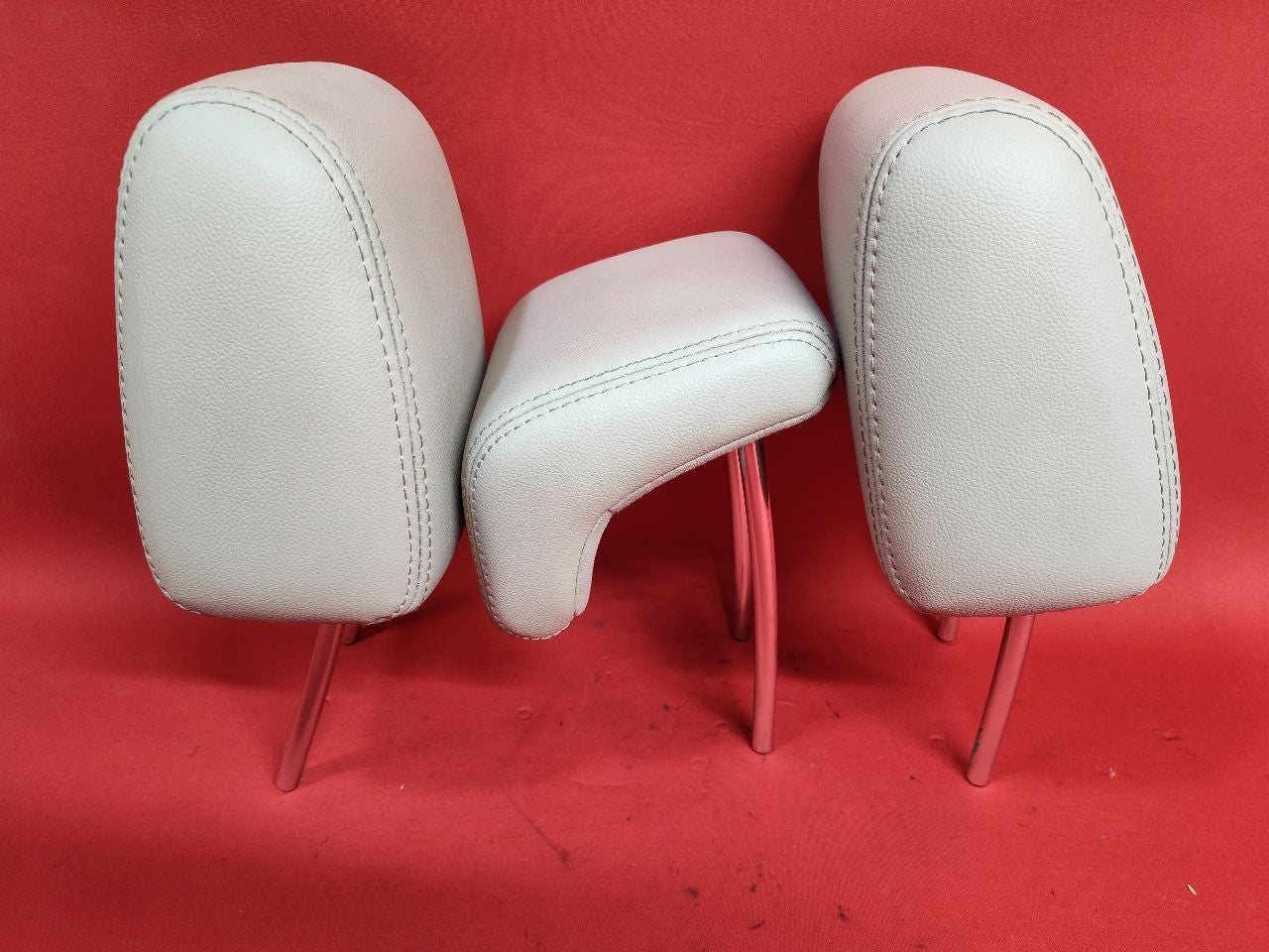 2012-2014 Ford Focus REAR Left Right Center Seat Headrests Medium Stone LEATHER
