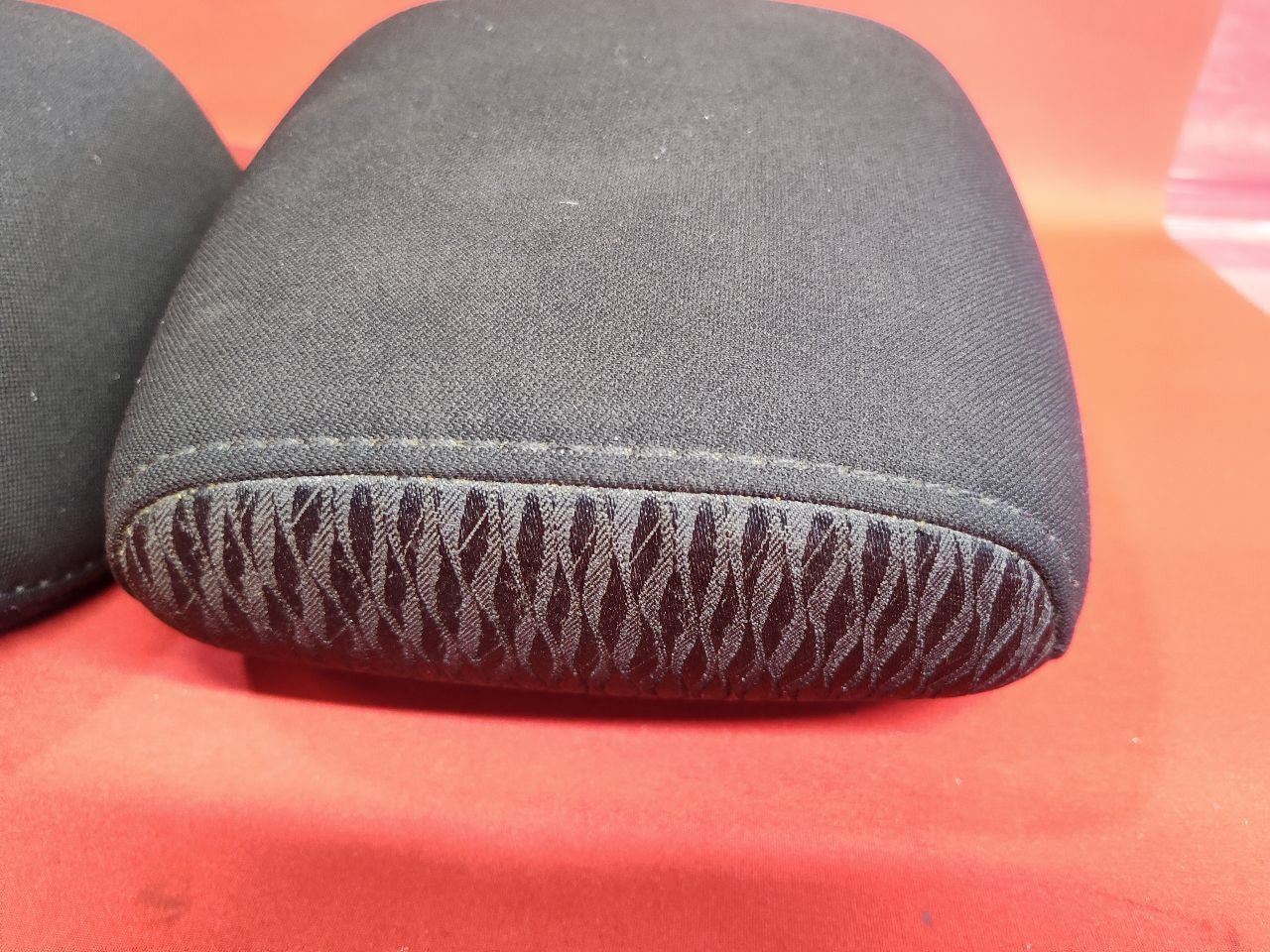 2011 2012 Subaru Outback / Legacy FRONT Seat Headrest Set Black Patterned Cloth