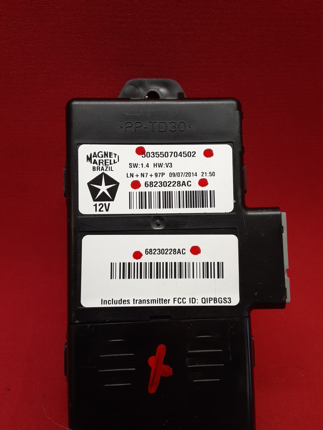 2015 Fiat 500e Electric Telematics Control Module 68230228AC / AA / AB