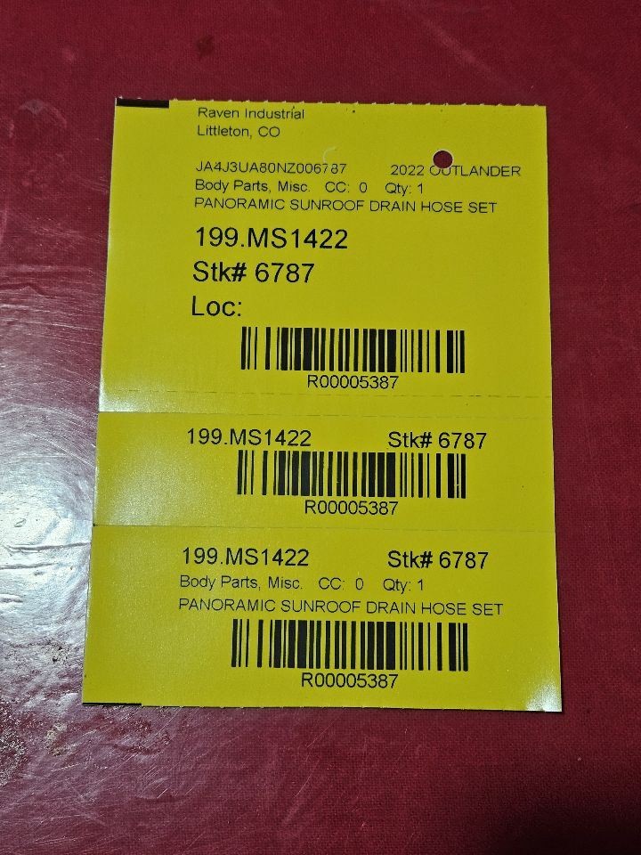 2022-2024 Mitsubishi Outlander TWO-ROW Sunroof Drain Hose Set of 3 - 26k Miles