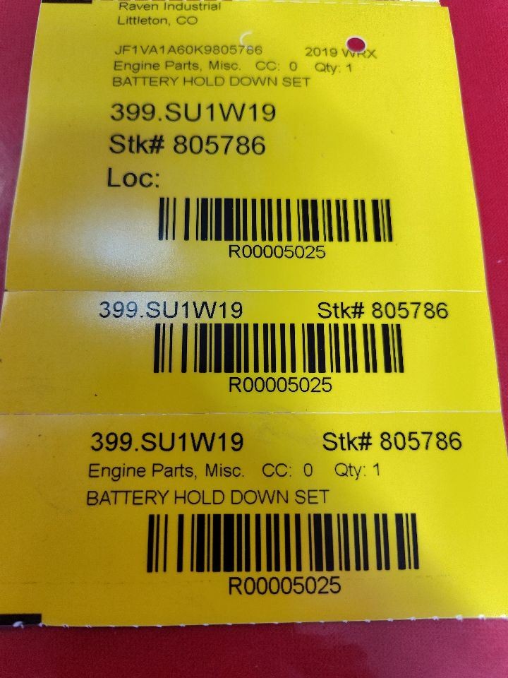 2008-2024 Subaru 12v Battery Hold Down Crossbar & Bolts Set - 38k MIles