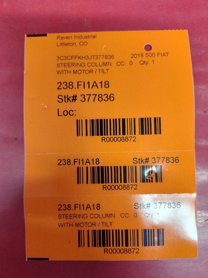 2012-2019 Fiat 500 Steering Column Manual Tilt w/ Sport Suspension - 67k Miles