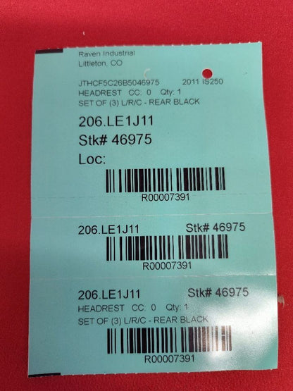 2011 Lexus IS250 IS350 REAR Left Right Center Headrest 3 Set Black Leather