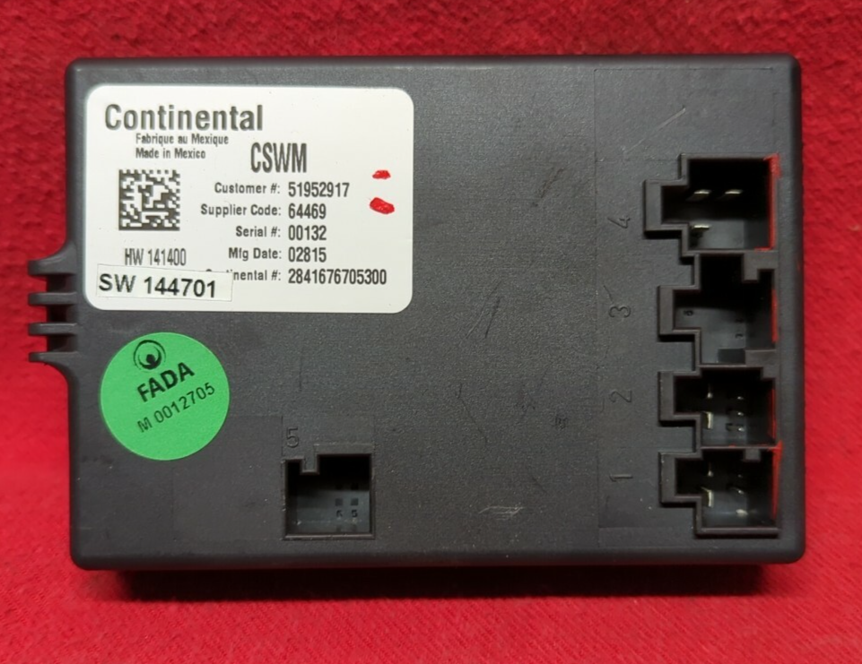 2016 Fiat 500X Heated Seat Control Module Unit 51952917 / 2841676705300