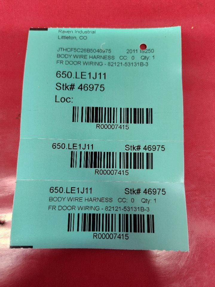 2008-2013 Lexus IS250 FRONT RIGHT PASSENGER Door Wiring Harness 82151-53131