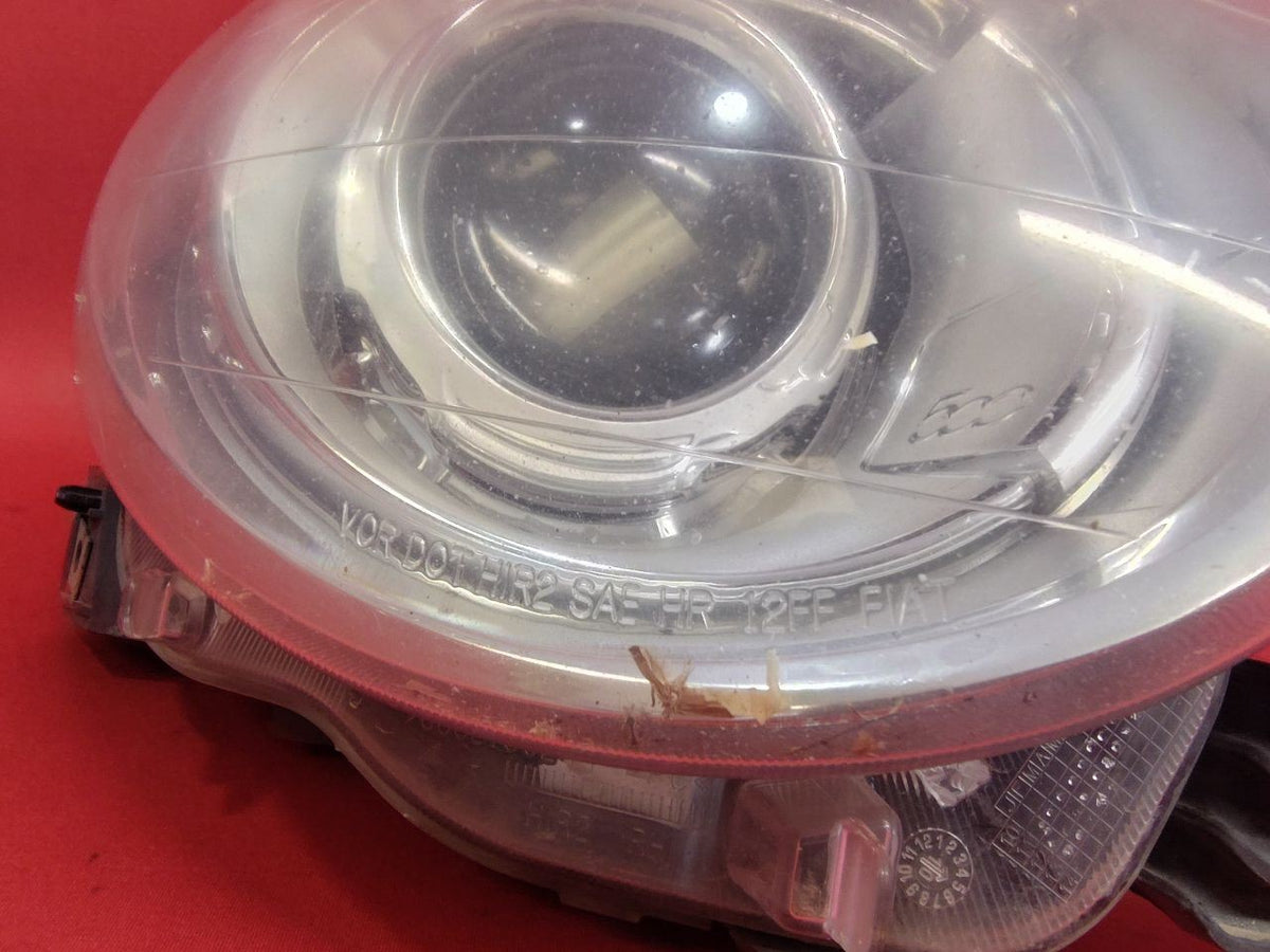 2012-2019 Fiat 500 Coupe RIGHT PASSENGER Headlamp Halogen Projector Chrome Ring