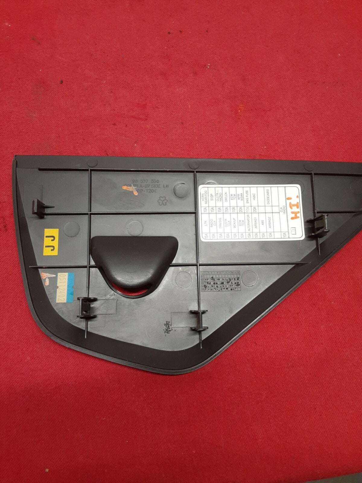 2006 Chevrolet Chevy Aveo Black Instrument Panel Fuse Cover 96537650