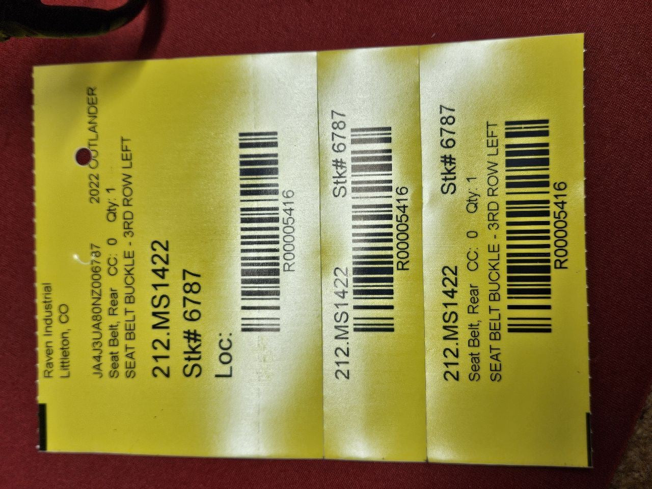 2022-2024 Mitsubishi Outlander 3rd THIRD Row LEFT or RIGHT Seat Belt Buckle