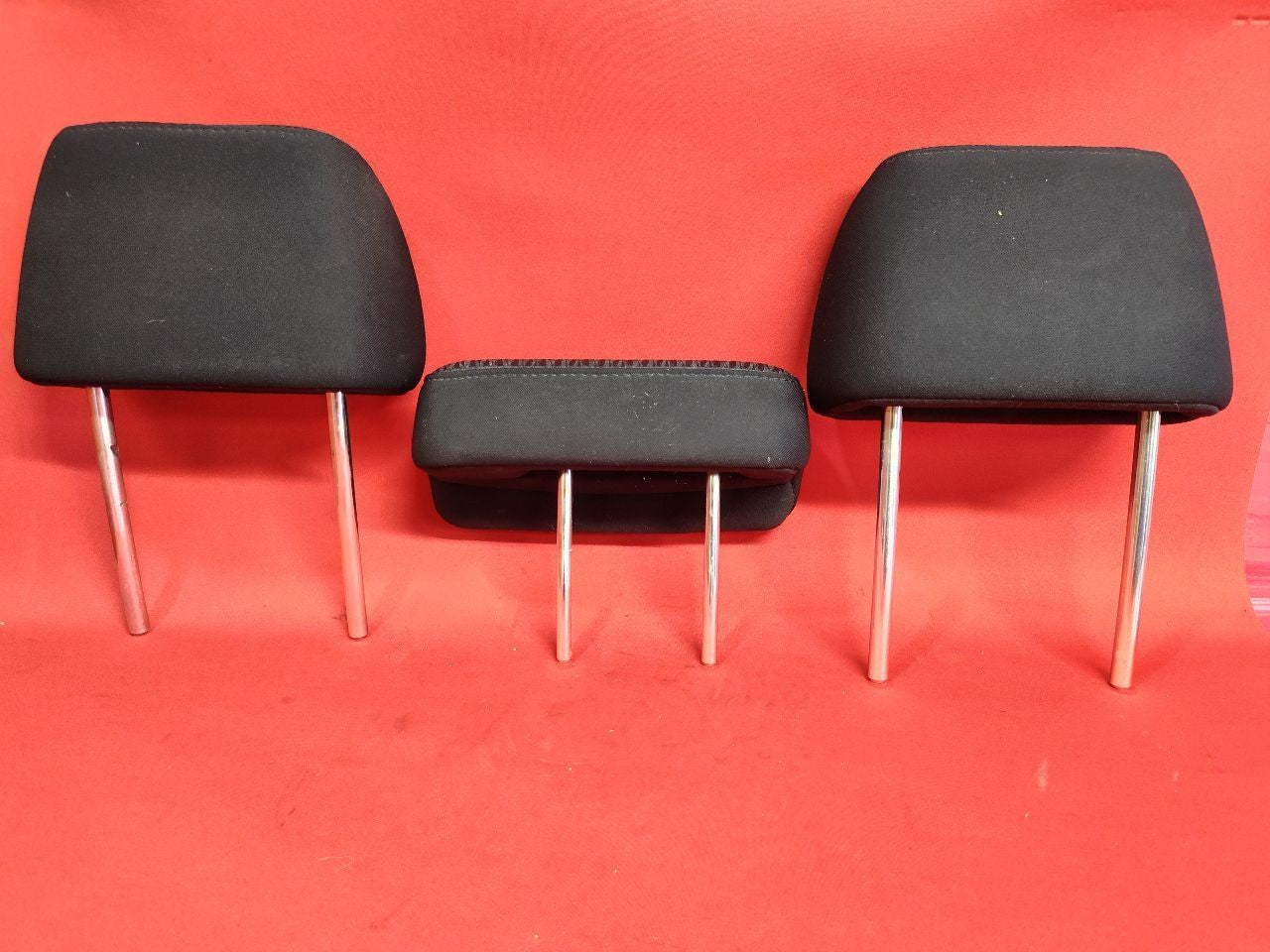 2010-2012 Subaru Outback / Legacy REAR Seat Headrest Set Black Patterned Cloth