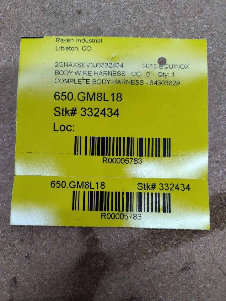 2018 Chevy Chevrolet Equinox 1.5L LT Main Chassis BODY Wiring Harness - Complete