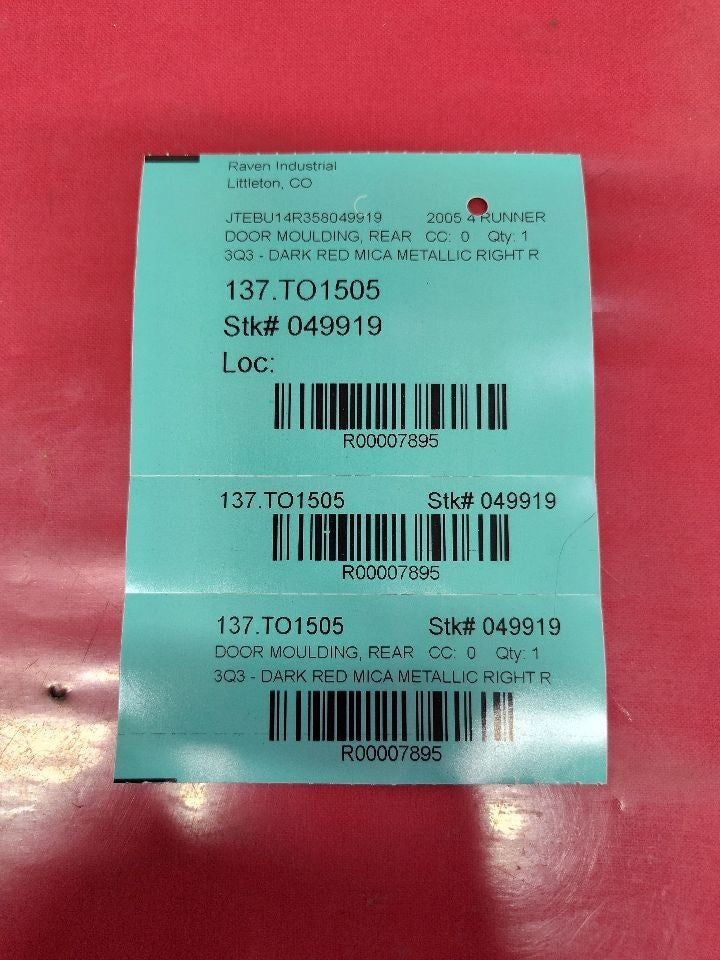 2003-2005 Toyota 4Runner RIGHT PASSENGER REAR Door Moulding Cladding Flare Red