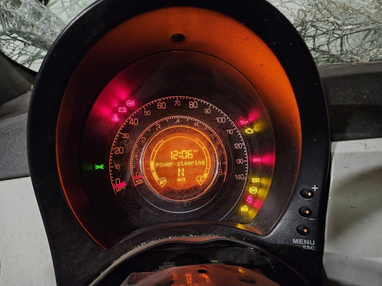 12-17 Fiat 500 6-Spd Aisin AUTO Trans Speedometer Instrument Cluster 1YC34JXWAB