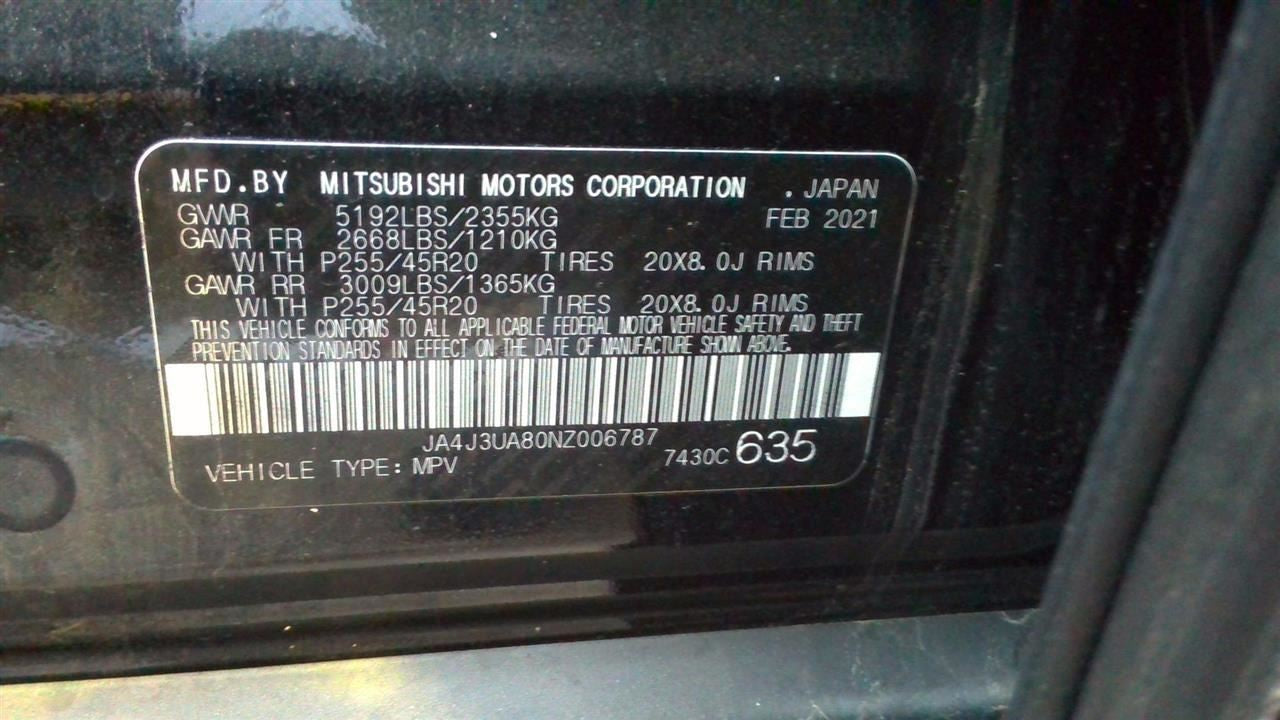 2022-2024 Mitsubishi Outlander 2.5L Engine Assembly TO 04/02/21 - 26k Miles VIN8