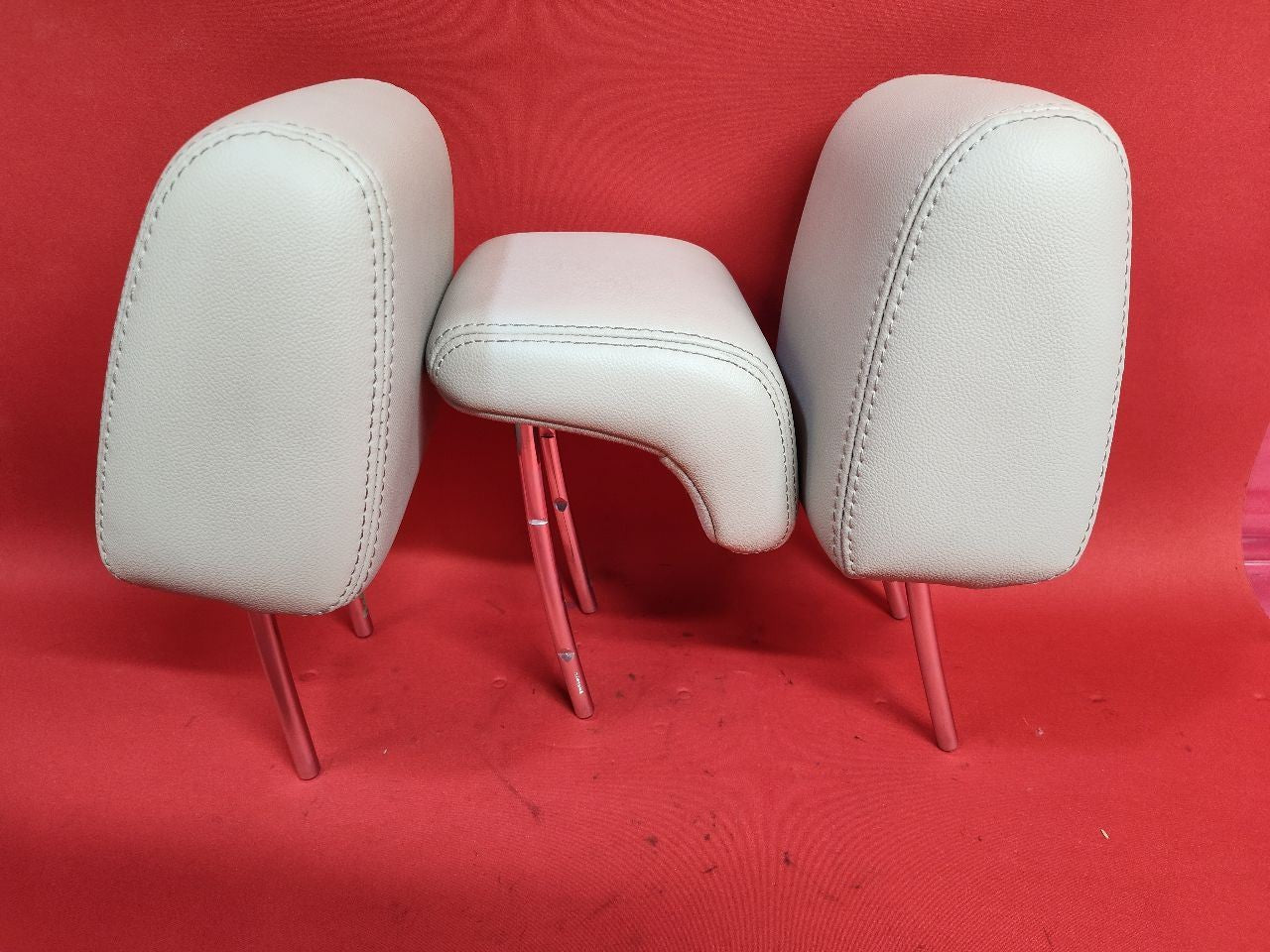 2012-2014 Ford Focus REAR Left Right Center Seat Headrests Medium Stone LEATHER