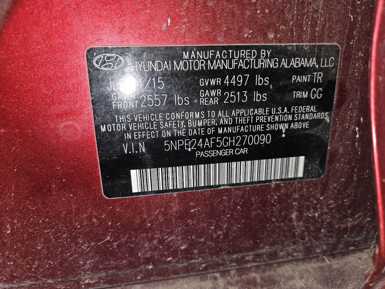 2015-2017 Hyundai Sonata Manual Tilt/Tele Steering Column Key Style Ignition