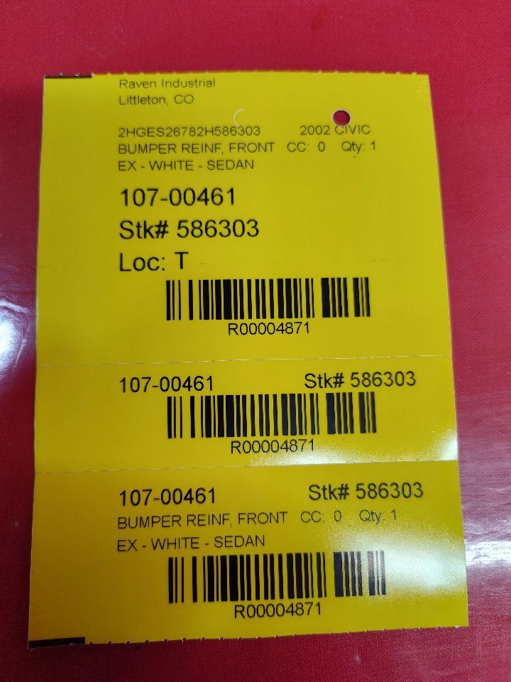01-05 Honda Civic FRONT Bumper Reinforcement Impact Bar Beam TFW Tafetta White