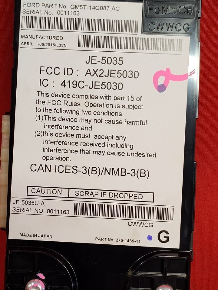 2012-2018 Ford Focus GPS Telematics Control Module GM5T-14G087-AF / AC
