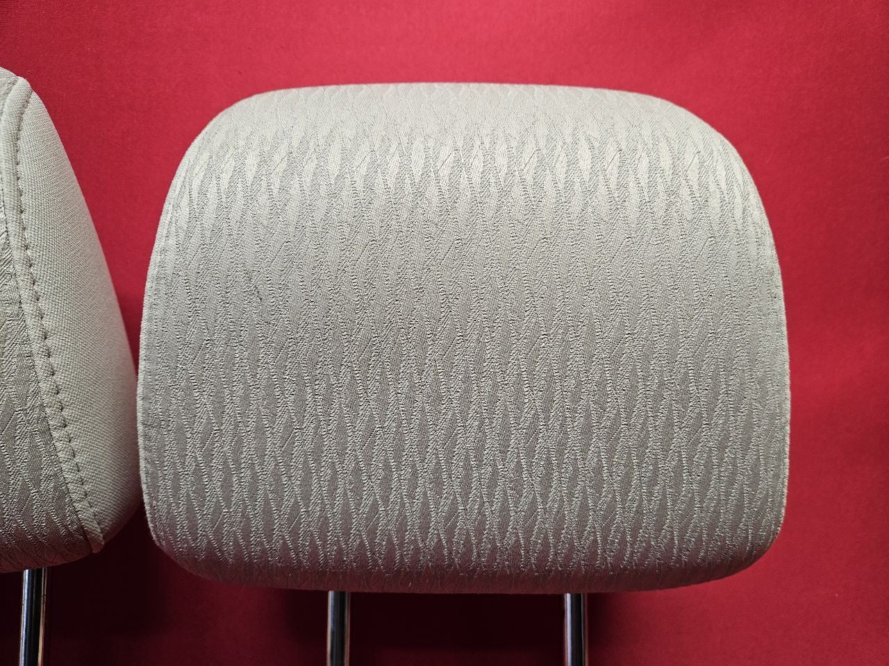 2011 2012 Subaru Outback / Legacy FRONT Seat Headrest Set Ivory Patterned Cloth
