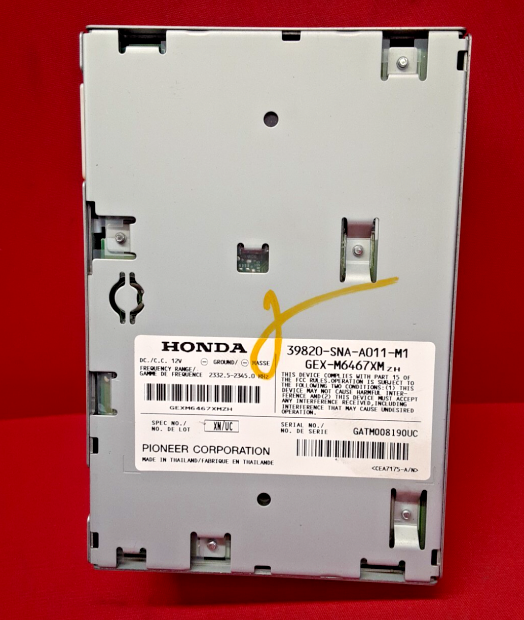 2007 - 2008 Honda Civic Hybrid XM SATELLITE RECEIVER - 39820-SNA-A011-M1