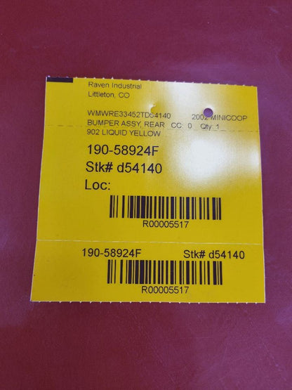 02-06 MINI COOPER Rear Bumper Non-Park Cover Used Grade A - 902 Liquid Yellow