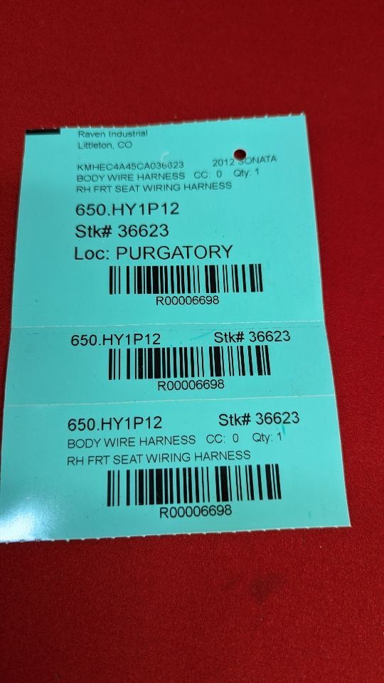 2011-2015 Hyundai Sonata Hybrid FRONT RIGHT PASSENGER Seat Wiring Harness HEATED