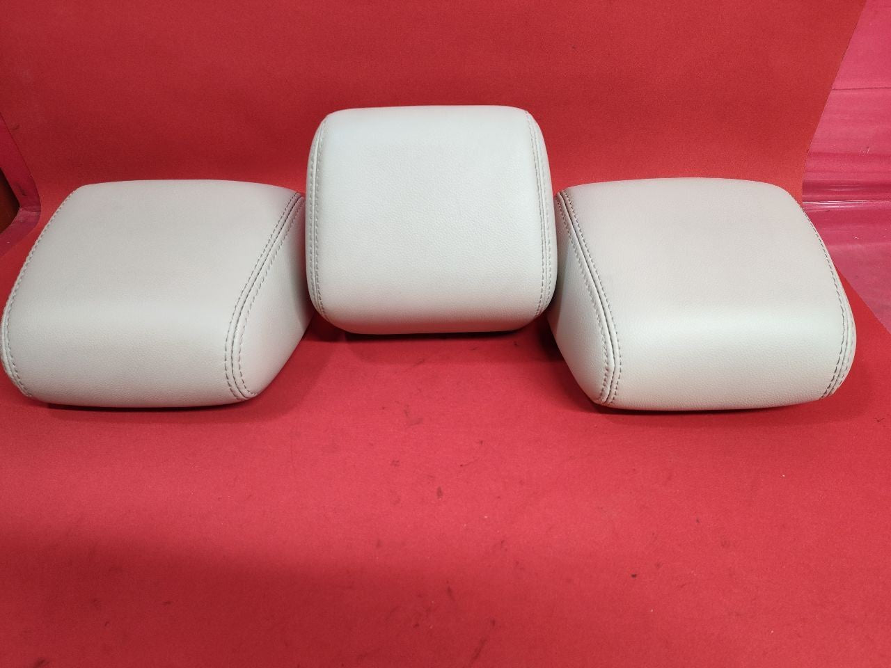 2012-2014 Ford Focus REAR Left Right Center Seat Headrests Medium Stone LEATHER