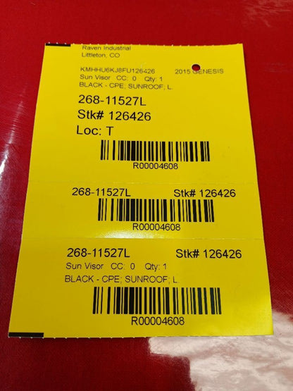 13-16 Hyundai Genesis Coupe LEFT DRIVER Sun Visor Shade Black - Sunroof Style