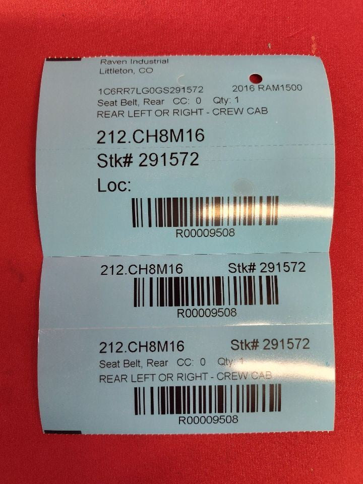 2013-2019 Dodge Ram REAR 2nd Row Left -or- Right Outer Seat Belt Retractor