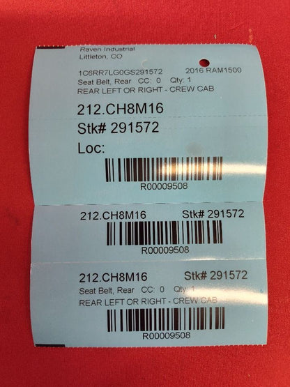 2013-2019 Dodge Ram REAR 2nd Row Left -or- Right Outer Seat Belt Retractor