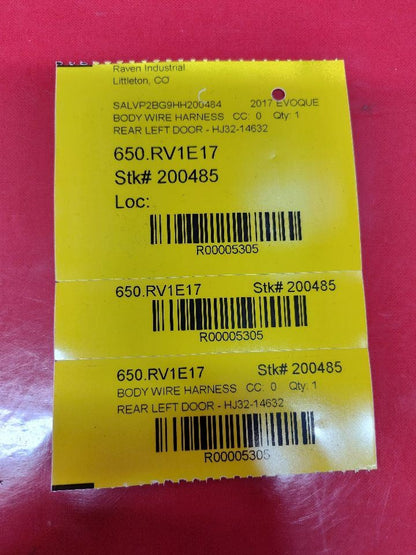 2017 Range Rover Evoque REAR LEFT DRIVER Door Wiring Harness Passive Entry