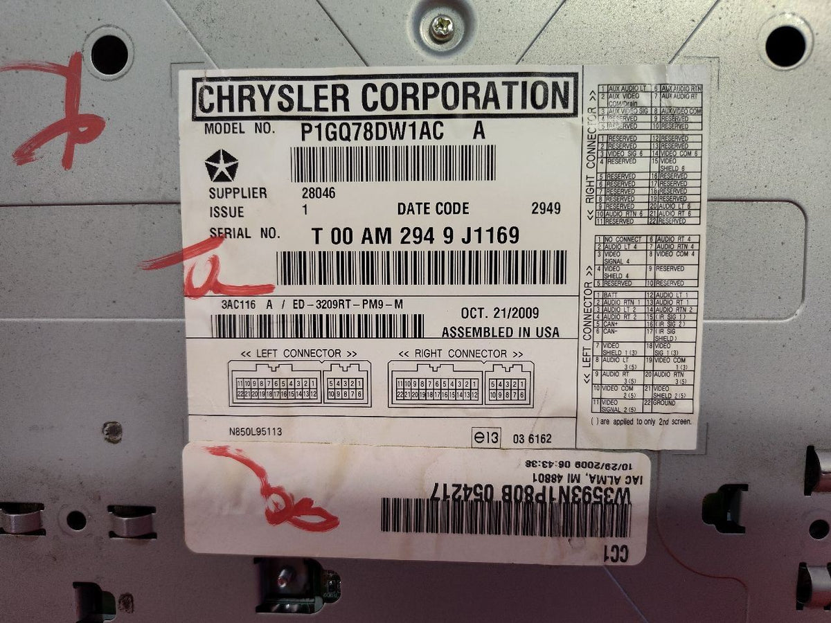 2009-2013 Chrysler Dodge Ram Van REAR 3rd or 2nd Row TV Screen Display Beige