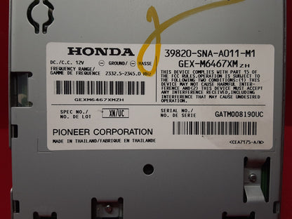 2007 - 2008 Honda Civic Hybrid XM SATELLITE RECEIVER - 39820-SNA-A011-M1
