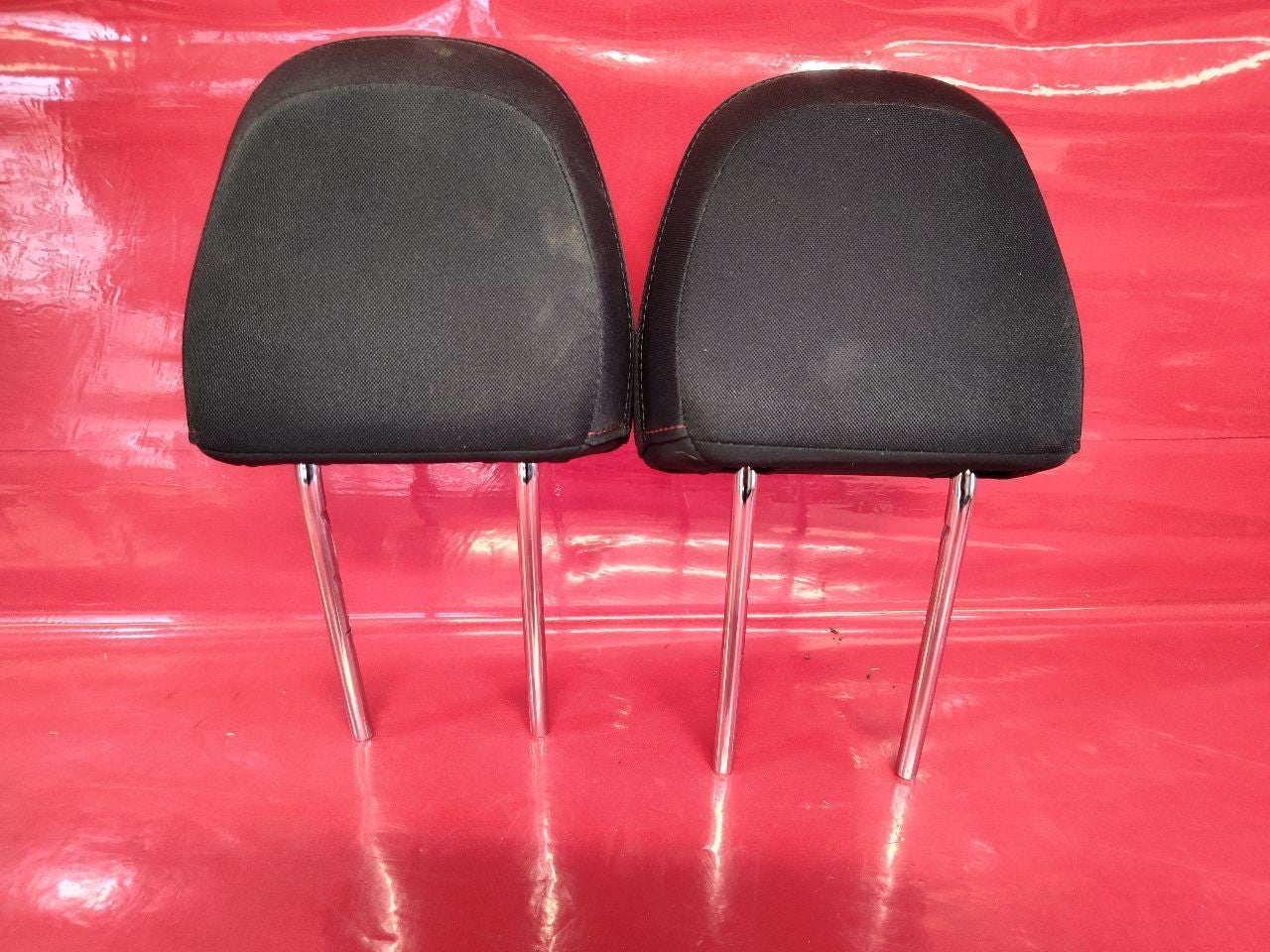 2015-2021 Subaru WRX Front Left Right Headrest Set Black Cloth Red Stitching