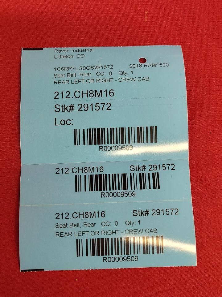 2013-2019 Dodge Ram REAR 2nd Row Left -or- Right Outer Seat Belt Retractor