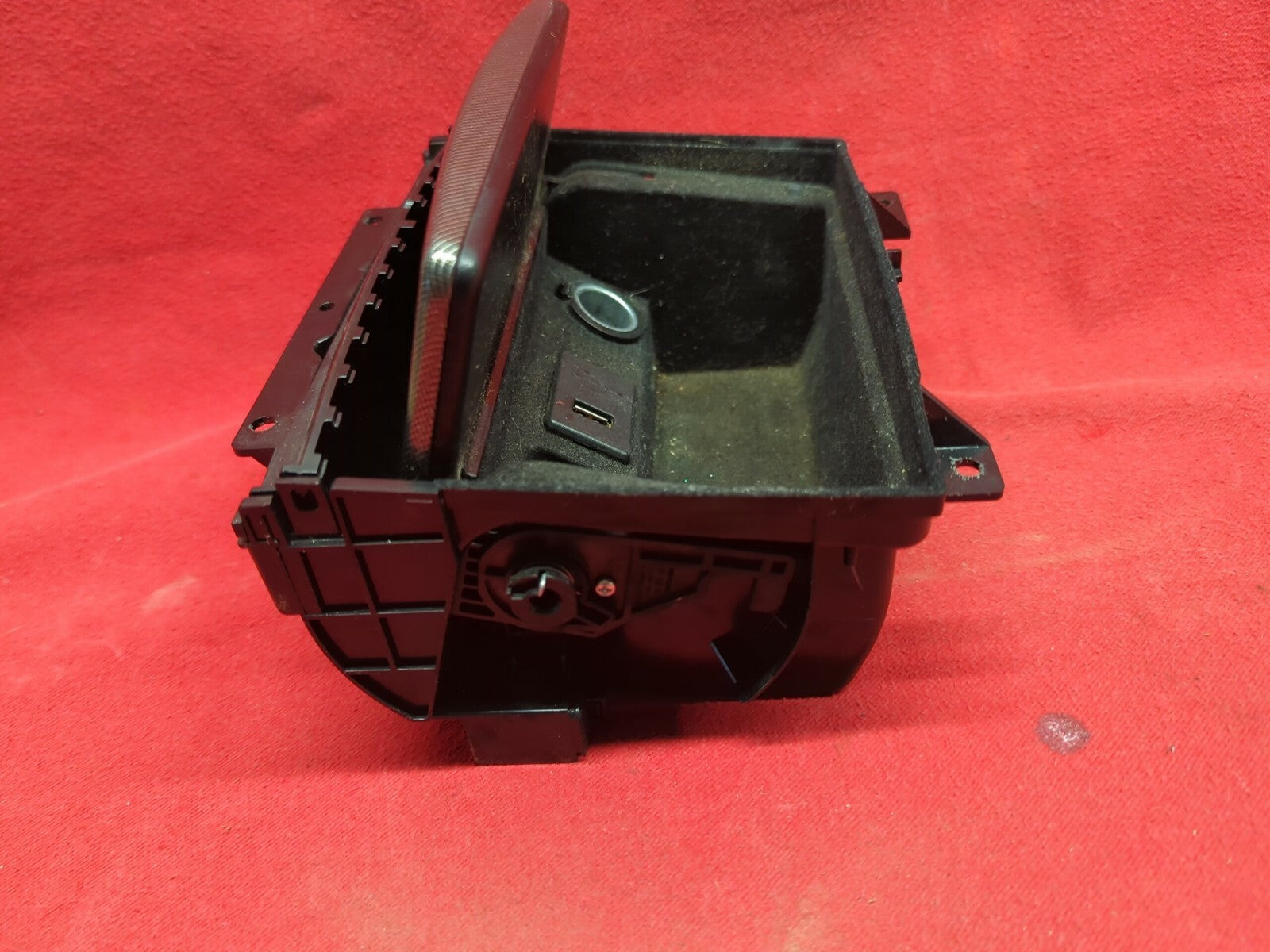 2013 Nissan Altima SL Center Console Gray Carbon Fiber 12V USB Storage Cubby