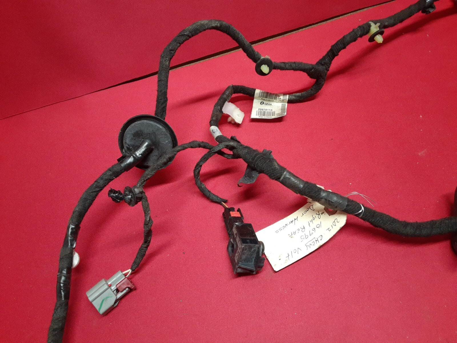 2012 - 2014 Chevy Volt RIGHT REAR Door Wiring Harness Complete 20978113