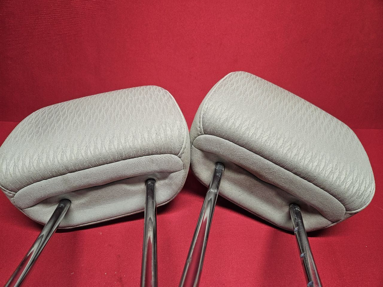 2011 2012 Subaru Outback / Legacy FRONT Seat Headrest Set Ivory Patterned Cloth