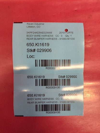 2019-2021 Kia Forte Rear Bumper Wiring Harness Key Turn Ignition Wiring Harness