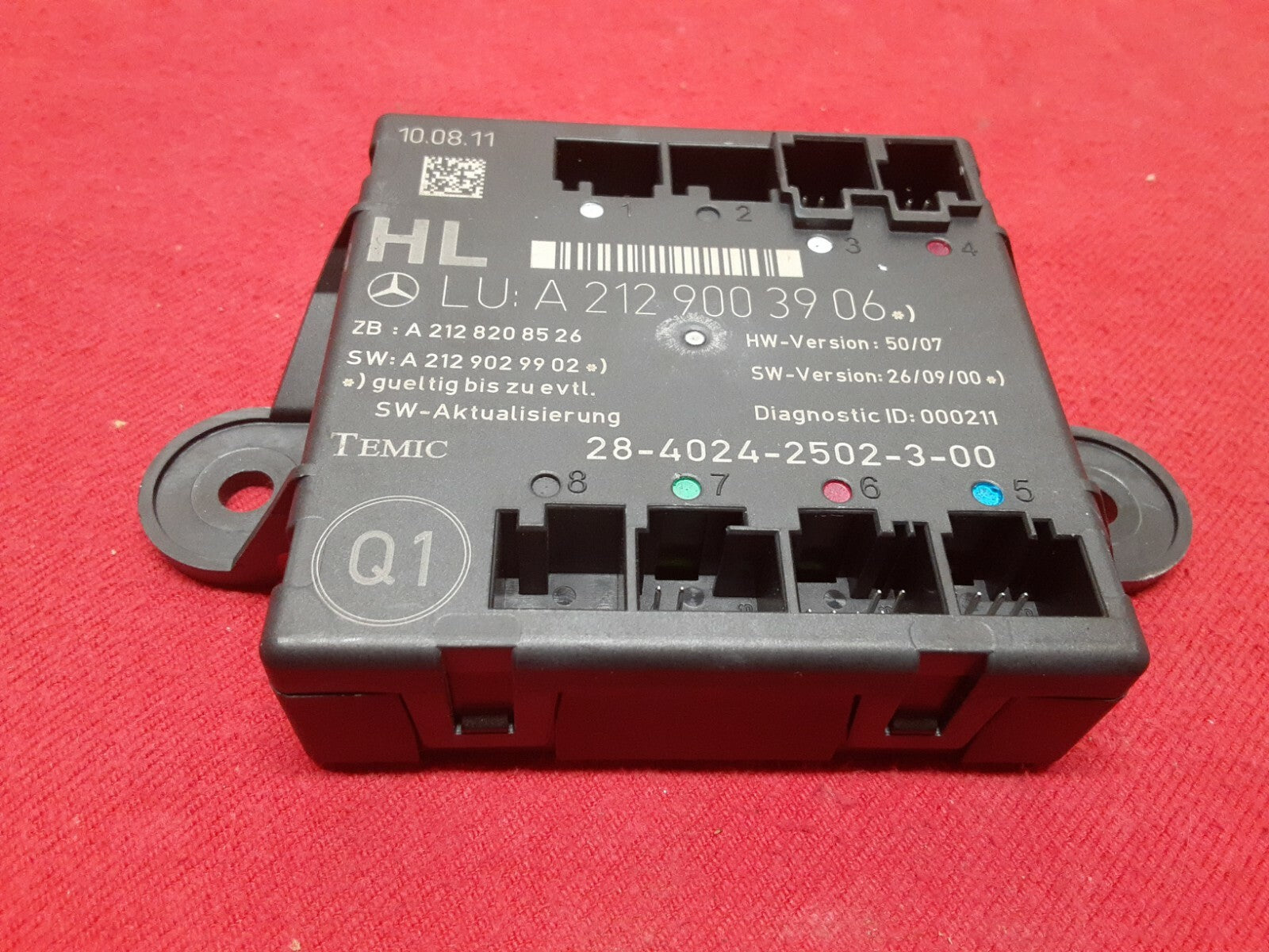 2012 Mercedes C300 LEFT DRIVER -REAR- Door Control Module A 212 900 39 06