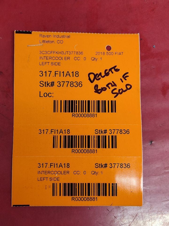 2012-2019 Fiat 500 LEFT DRIVER Turbo Charge Air Cooler CAC - Only 67k Miles