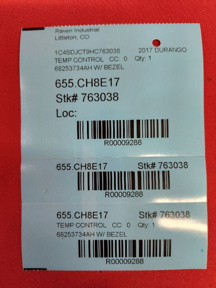 2017 Dodge Durango HVAC Climate Center Stack 8.4" Lane Depart + Parksense
