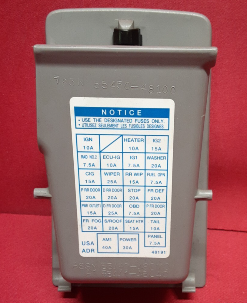 2001 - 2007 Toyota Highlander Dash Fuse Cover Box Storage Cubby Grey 5545048070