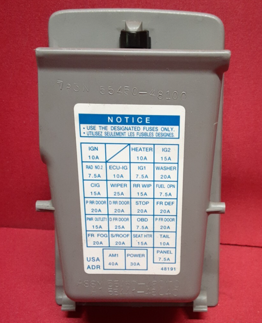 2001 - 2007 Toyota Highlander Dash Fuse Cover Box Storage Cubby Grey 5545048070
